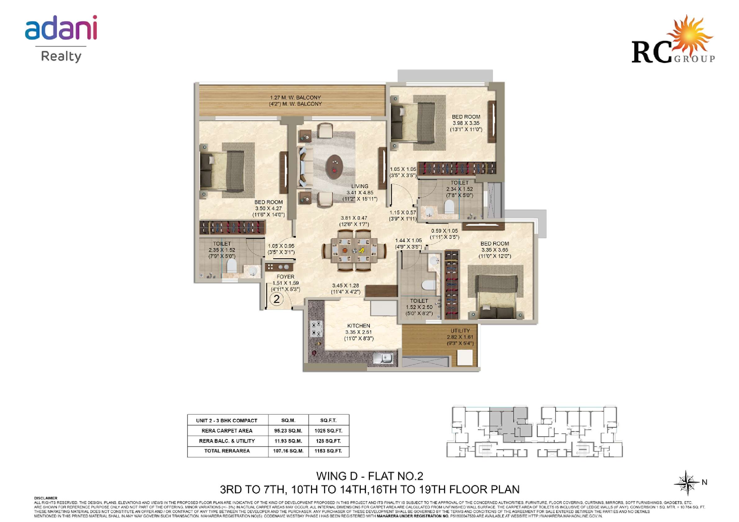 3 BHK Floor Plan 2